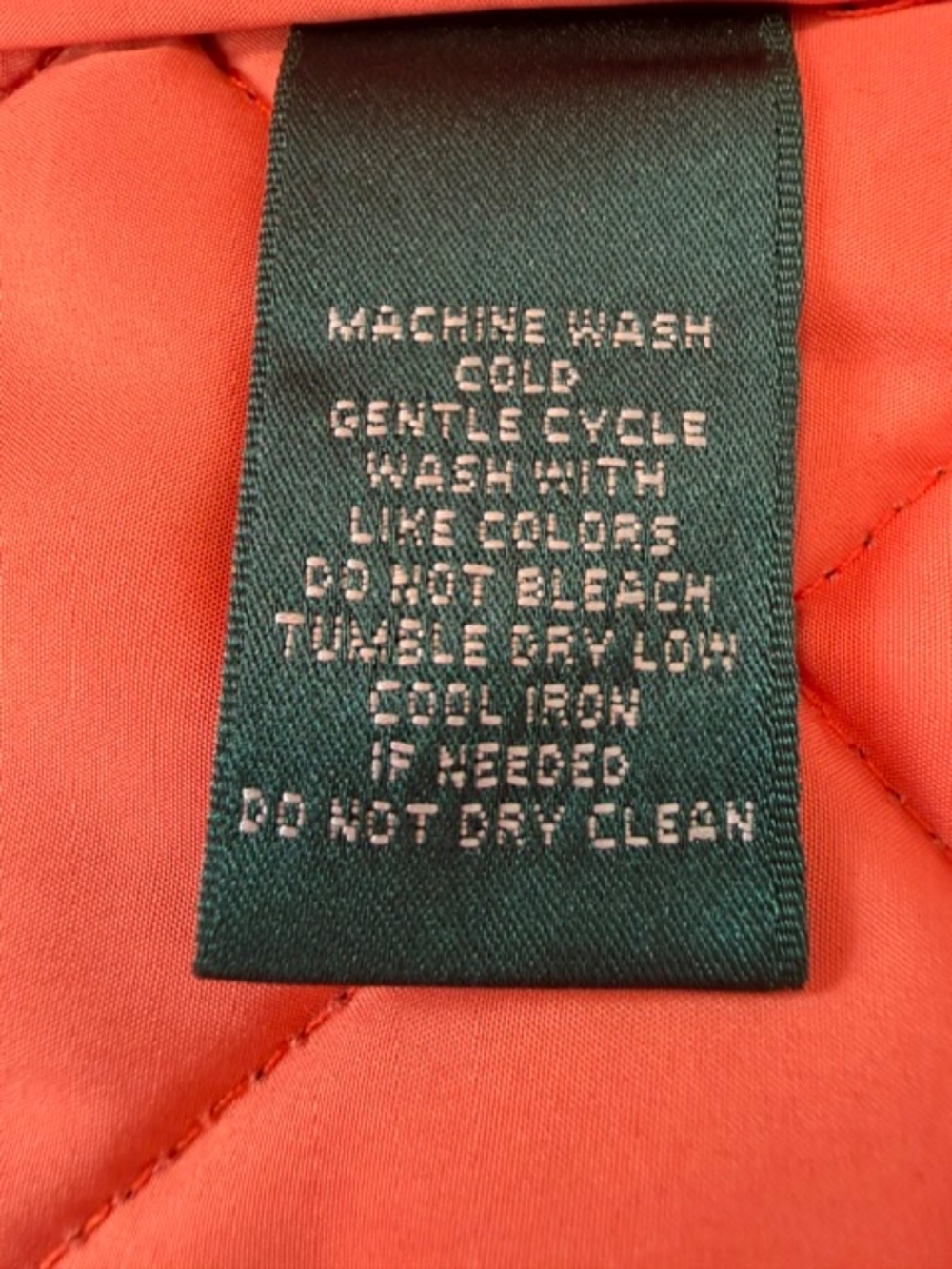 Lauren Ralph Lauren Diamond Quilted Snap Front Jacket Navy w/ Orange Lining Sz L - Picture 9 of 10